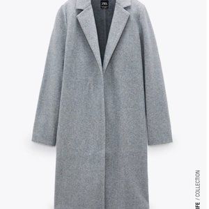 ZARA COAT WITH LAPEL COLLAR & LONG SLEEVEs - grey